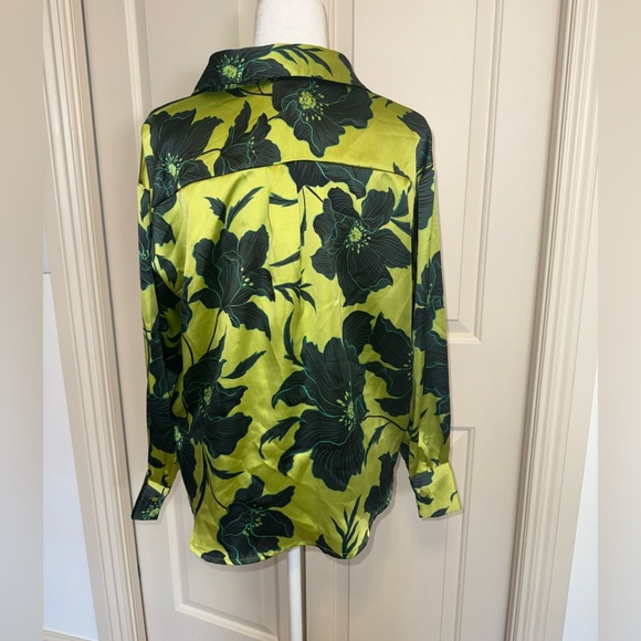 Bailey 44 Green Black Long Sleeve Button Down satin Shirt - Picture 2 of 11